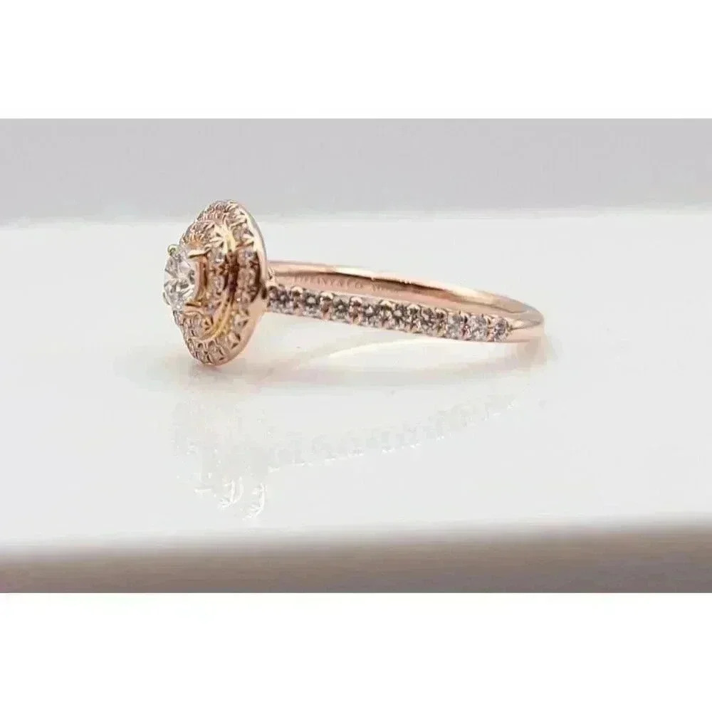 Tiffany & Co 18kt Rose Gold Soleste Diamond Halo Engagement Ring Size 4.5 - Picture 10 of 11
